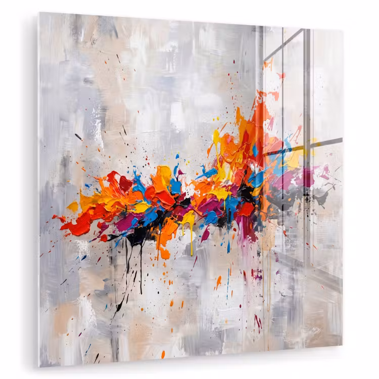 Glas schilderij - Abstract - Schilderij - Kleurrijk - Dynamisch — 3