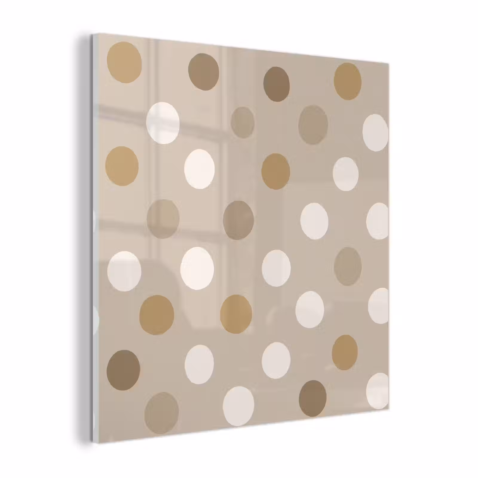 Glas schilderij - Polka - Dots - Beige — 1
