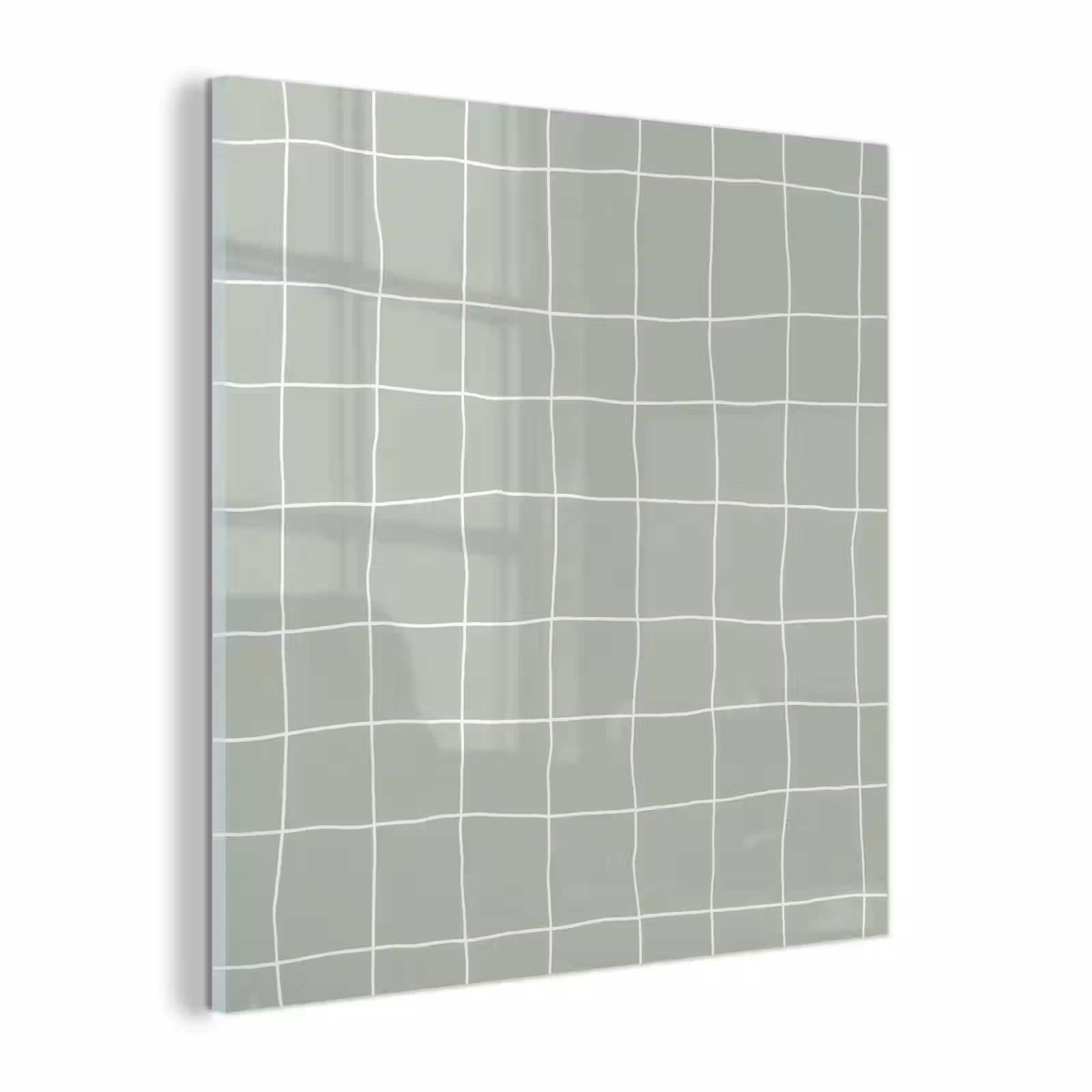 Glas schilderij - Ruitpatroon - Golvend - Groen — 1