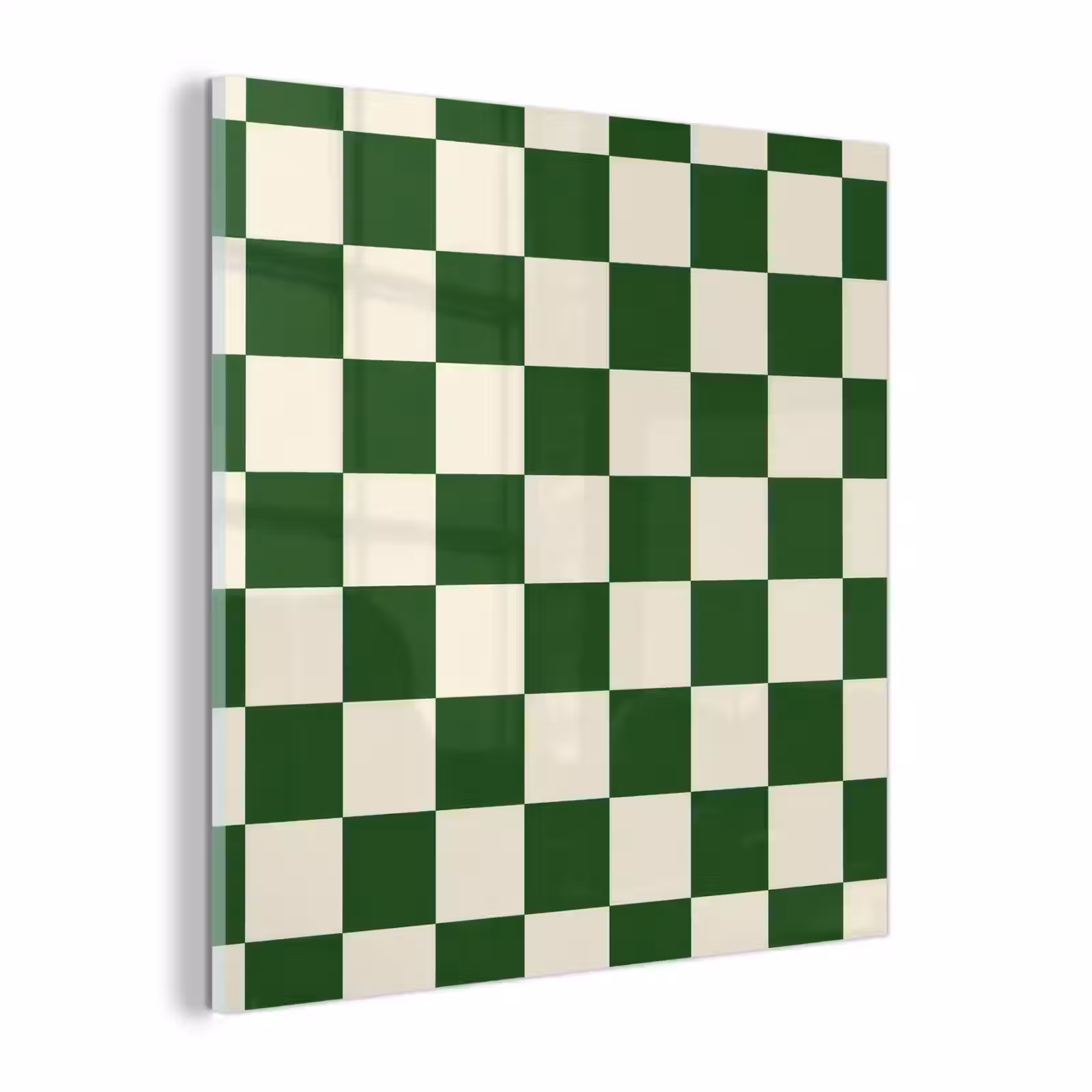 Glas schilderij - Schaakbord - Patroon - Groen — 1