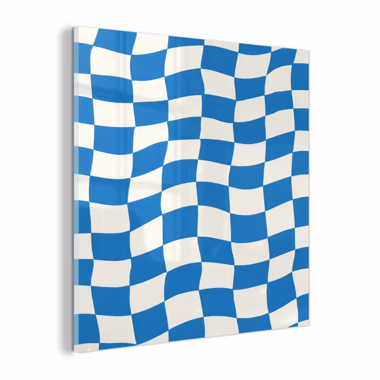 Glas schilderij - Golvend - Patroon - Blauw — 1