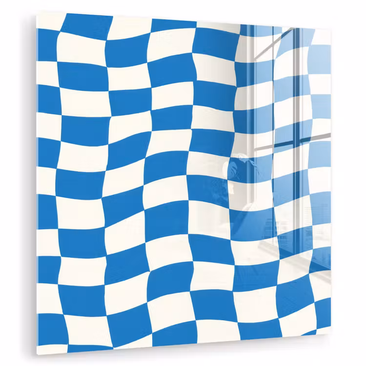 Glas schilderij - Golvend - Patroon - Blauw — 3