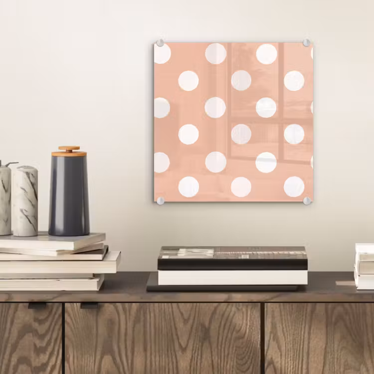 Glas schilderij - Klassiek - Polka - Perzik — 2