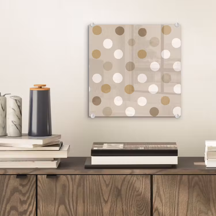 Glas schilderij - Polka - Dots - Beige — 2