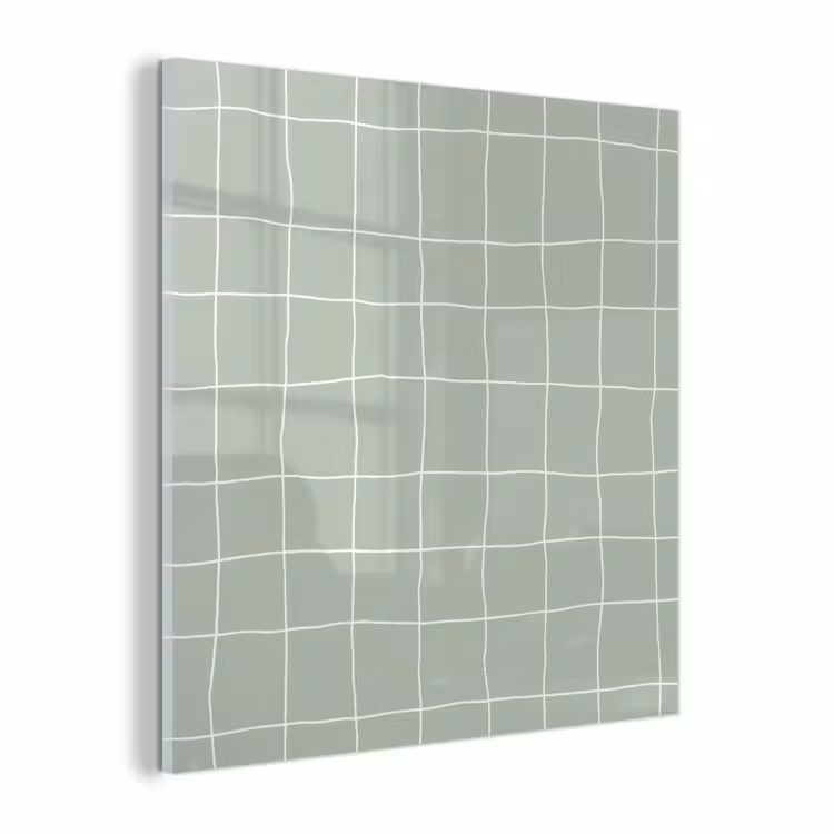 Glas schilderij - Ruitpatroon - Golvend - Groen — 1
