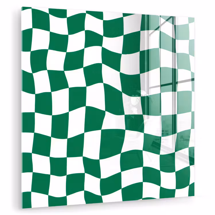 Glas schilderij - Schaakbord - Golvend - Groen — 3