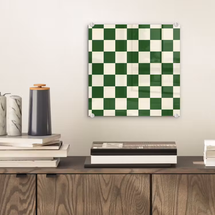 Glas schilderij - Schaakbord - Patroon - Groen — 2