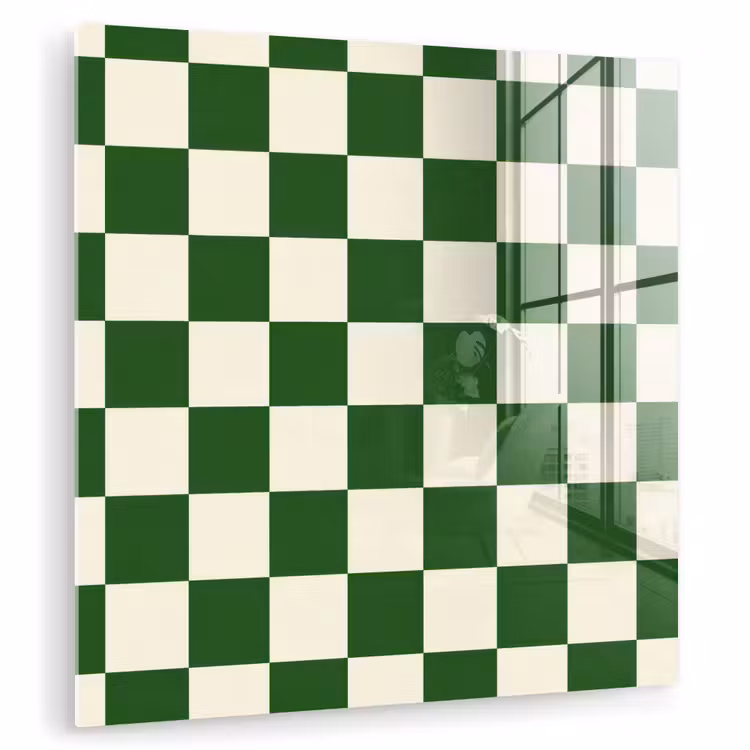 Glas schilderij - Schaakbord - Patroon - Groen — 3