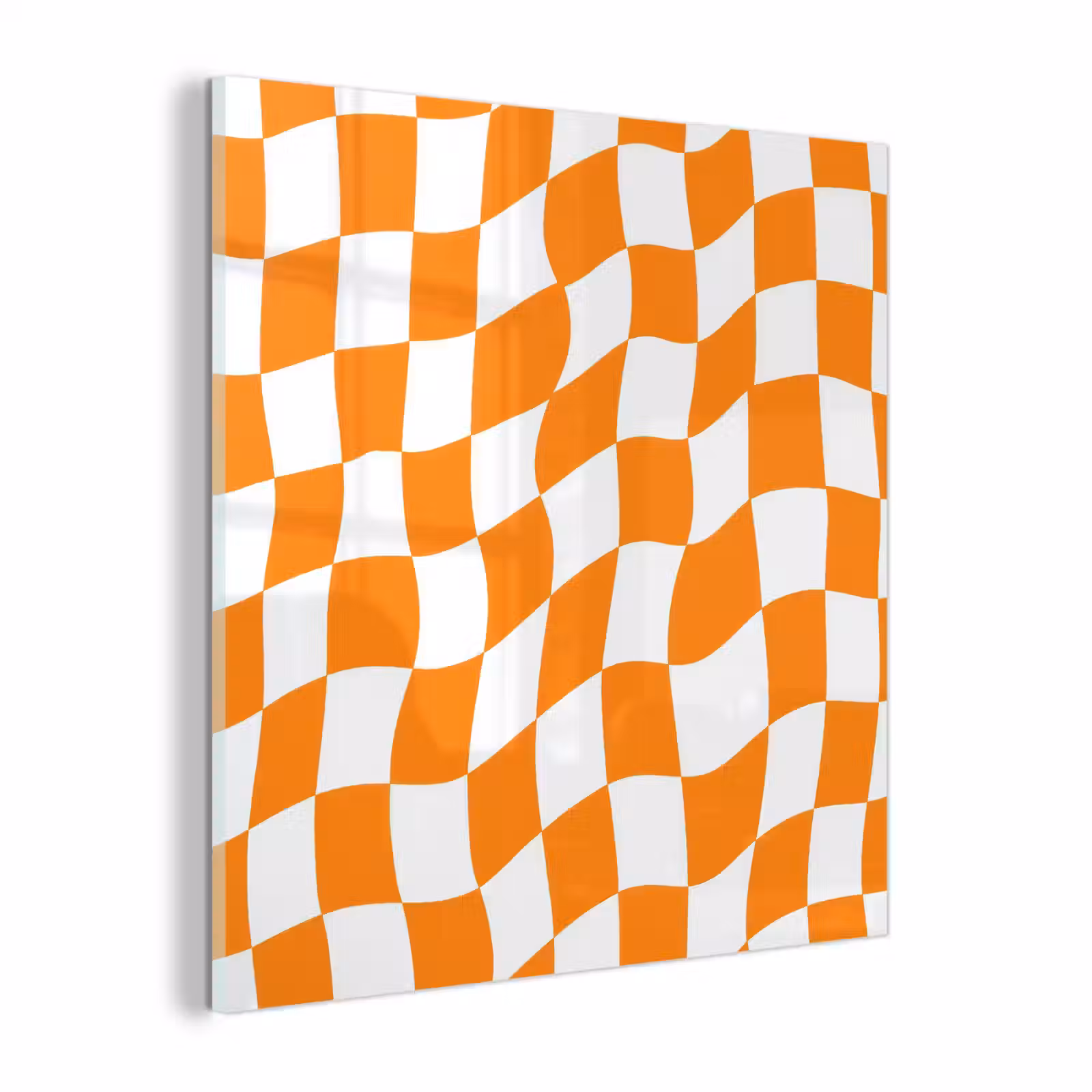 Glas schilderij - Golvend - Patroon - Oranje — 1