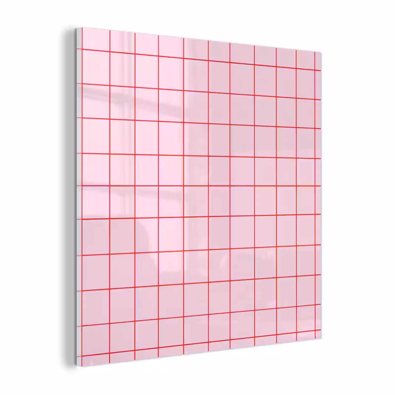 Glas schilderij - Raster - Patroon - Roze — 1