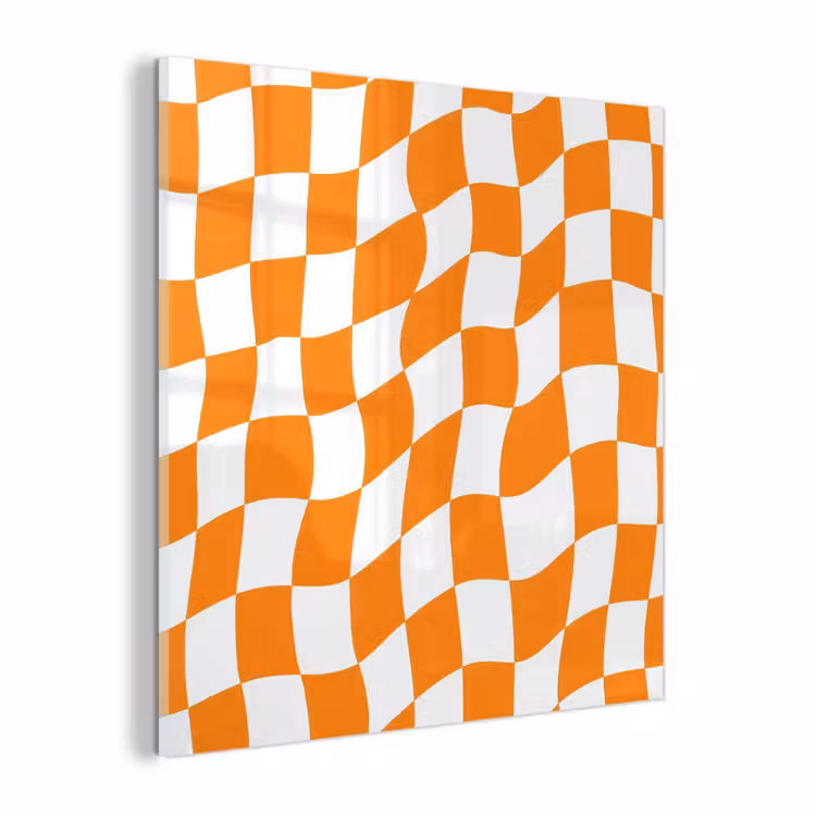Glas schilderij - Golvend - Patroon - Oranje — 1