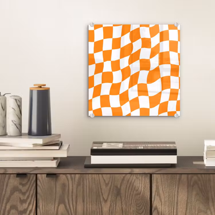 Glas schilderij - Golvend - Patroon - Oranje — 2