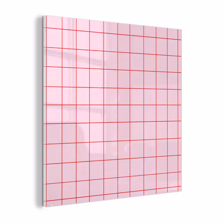 Glas schilderij - Raster - Patroon - Roze — 1
