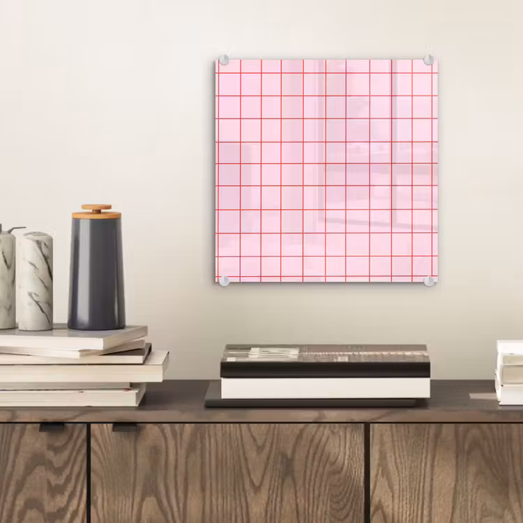 Glas schilderij - Raster - Patroon - Roze — 2