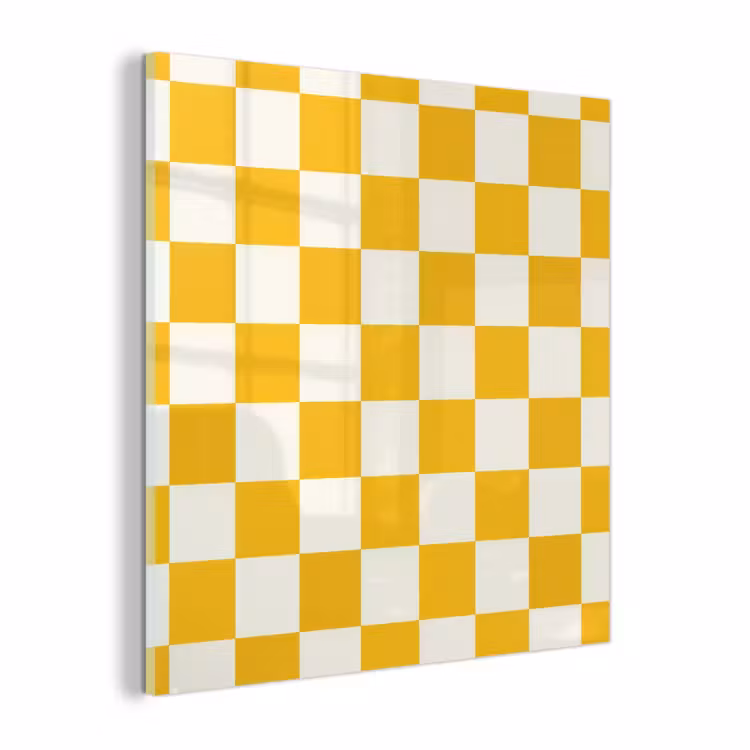 Glas schilderij - Traditioneel - Patroon - Geel — 1