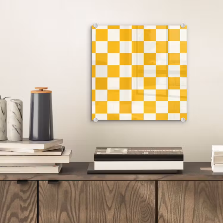 Glas schilderij - Traditioneel - Patroon - Geel — 2
