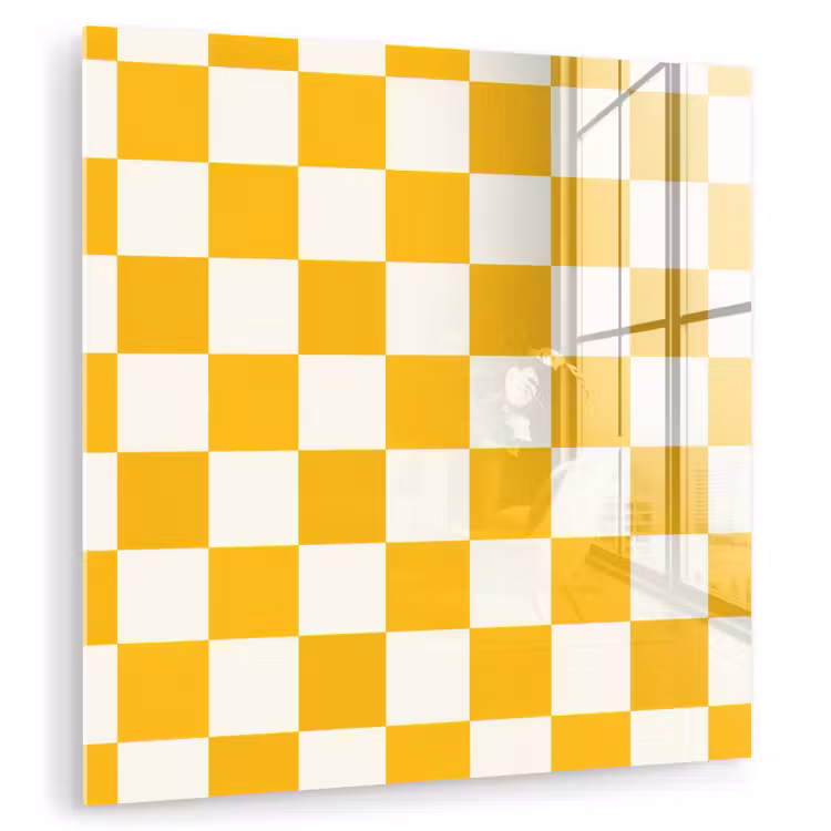 Glas schilderij - Traditioneel - Patroon - Geel — 3