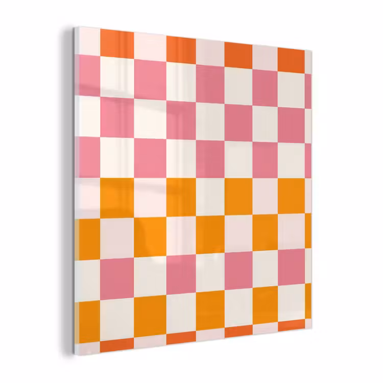 Glas schilderij - Vierkant - Patroon - Oranje — 1