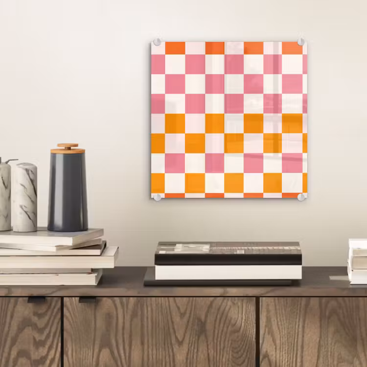 Glas schilderij - Vierkant - Patroon - Oranje — 2