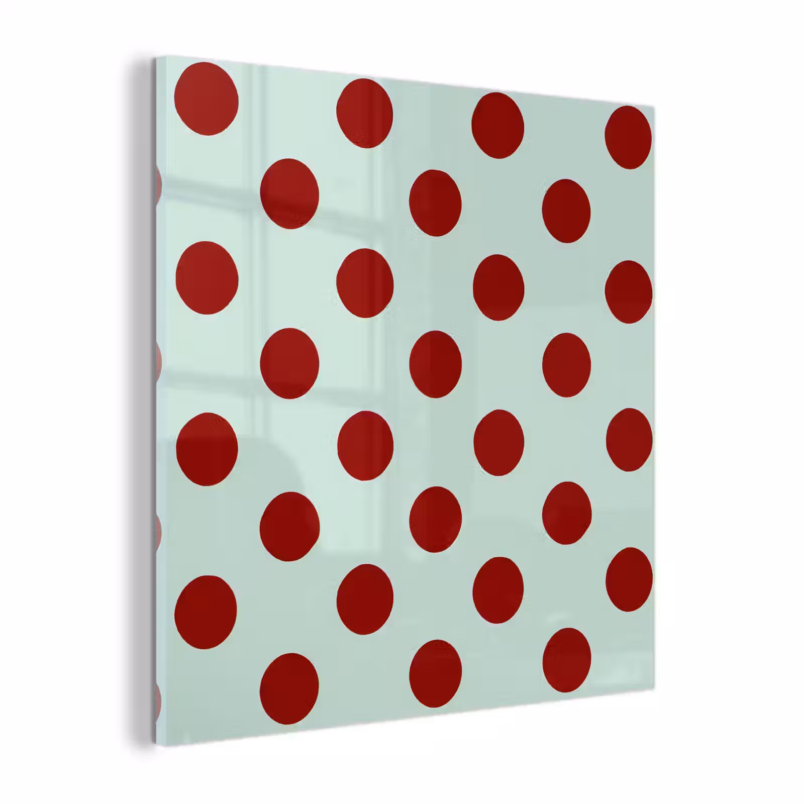Glas schilderij - Polka - Dots - Rood — 1