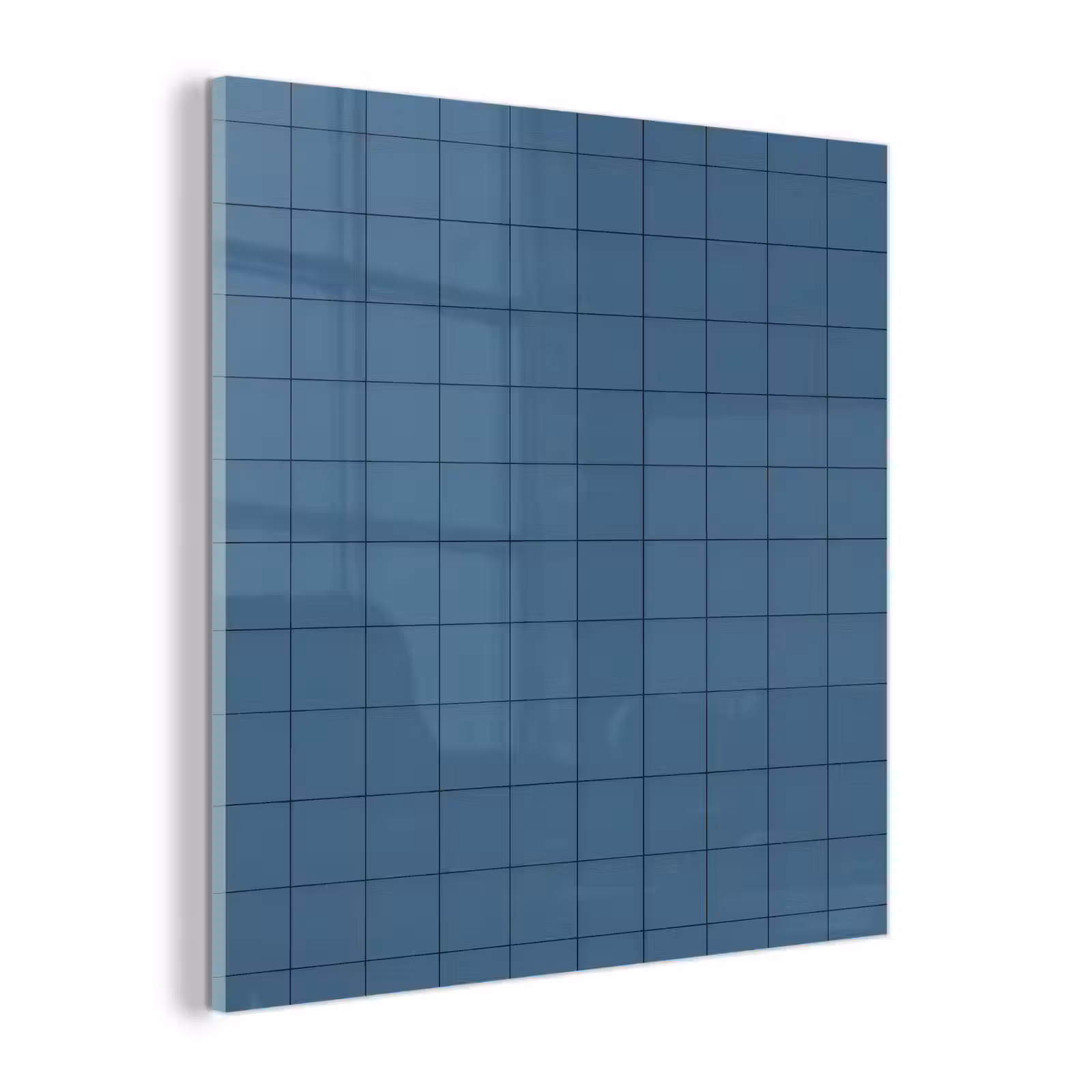 Glas schilderij - Ruiten - Geometrisch - Blauw — 1
