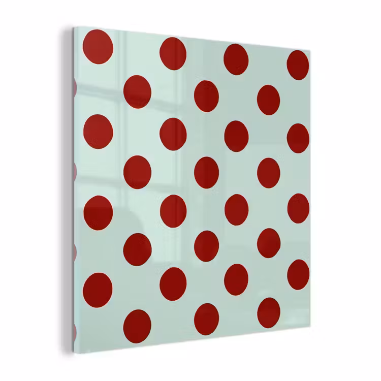 Glas schilderij - Polka - Dots - Rood — 1