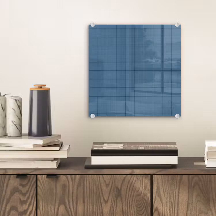 Glas schilderij - Ruiten - Geometrisch - Blauw — 2