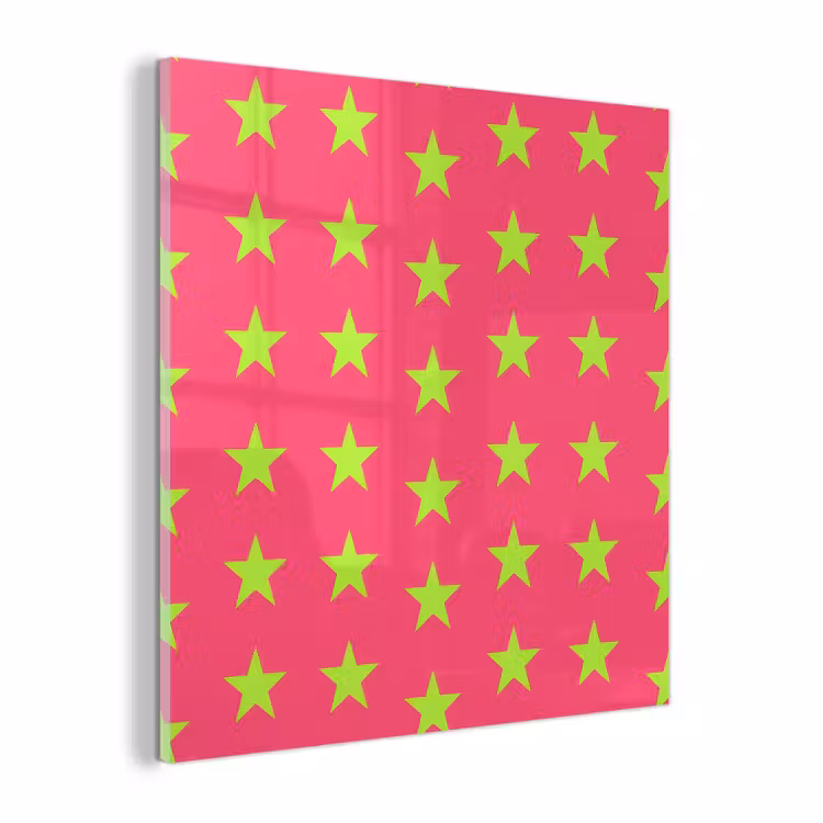 Glas schilderij - Sterren - Patroon - Roze — 1