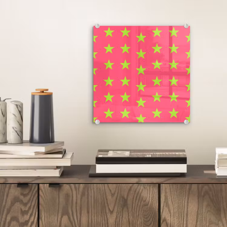 Glas schilderij - Sterren - Patroon - Roze — 2