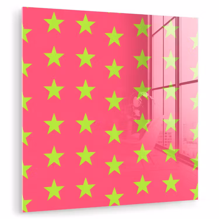 Glas schilderij - Sterren - Patroon - Roze — 3