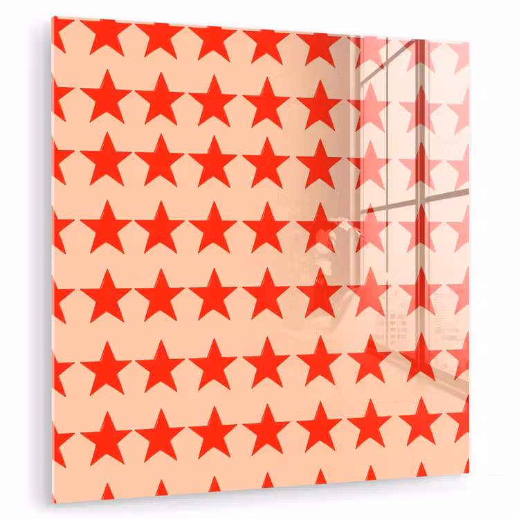 Glas schilderij - Patroon - Sterren - Rood — 3