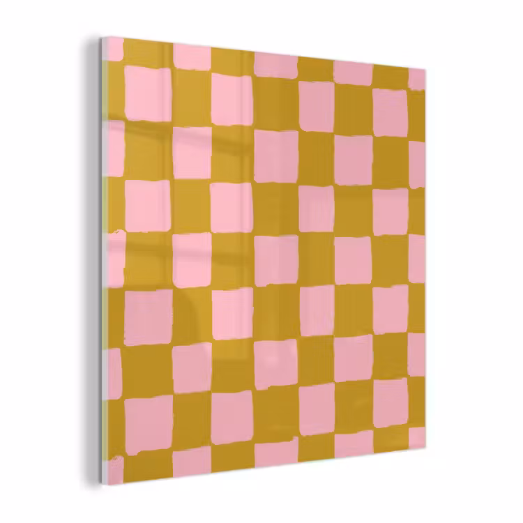 Glas schilderij - Patroon - Vierkant - Roze — 1