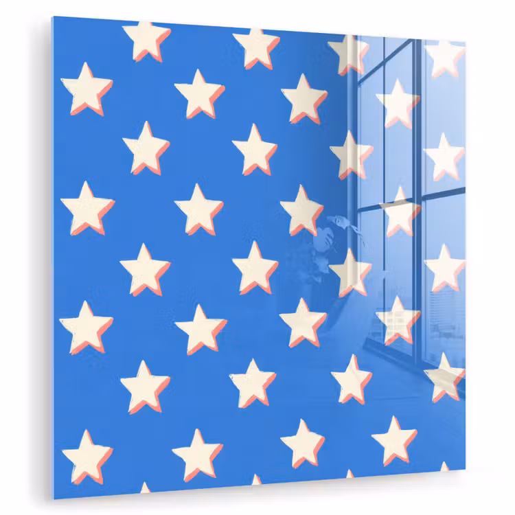 Glas schilderij - Sterren - Patroon - Blauw — 3