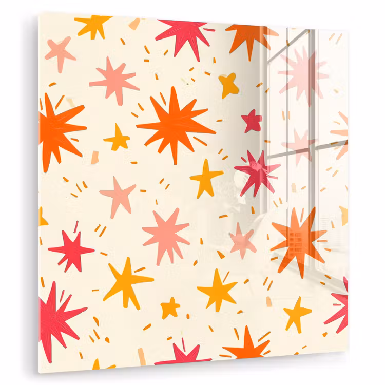 Glas schilderij - Sterren - Speels - Kleurrijk — 3