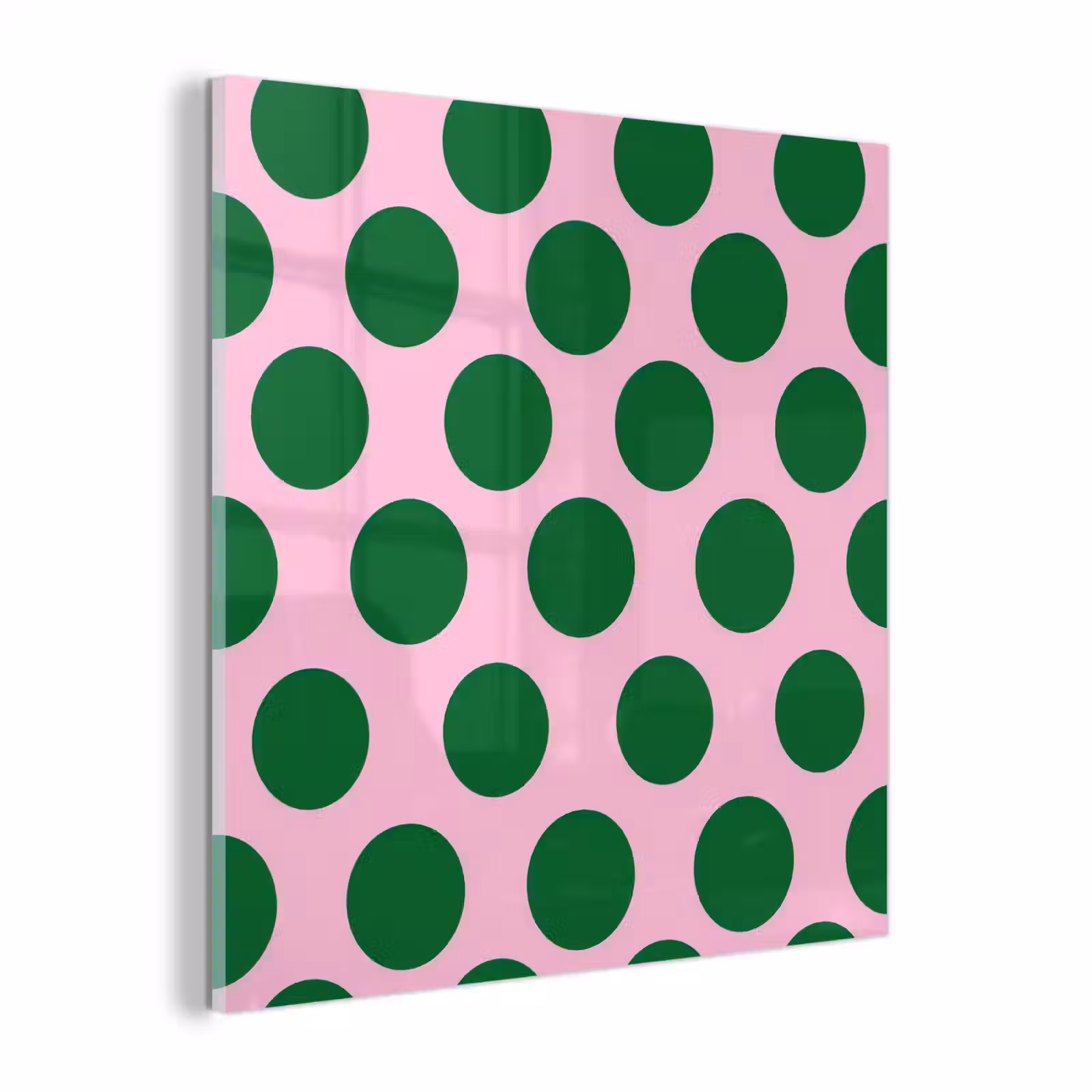 Glas schilderij - Polkadots - Patroon - Groen — 1