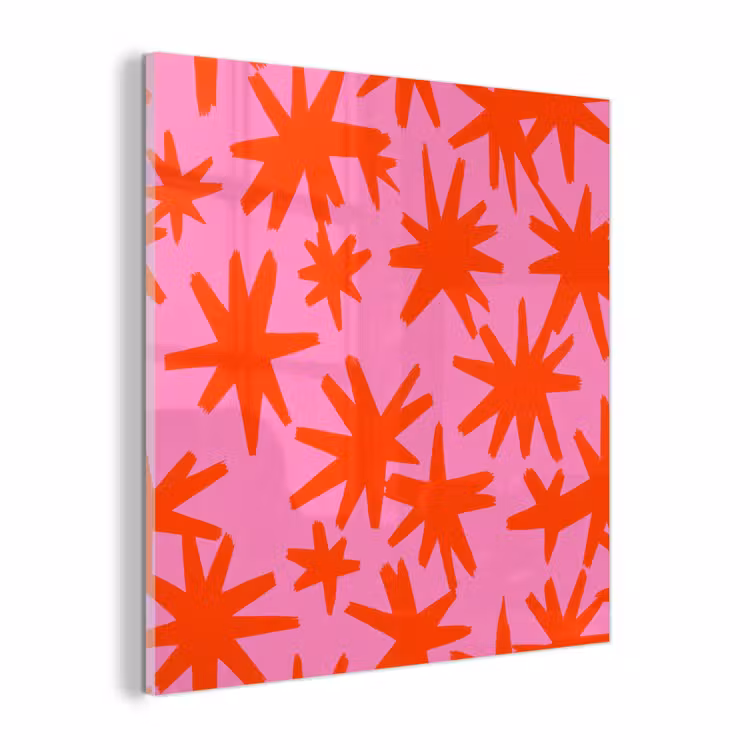 Glas schilderij - Modern - Sterren - Roze — 1