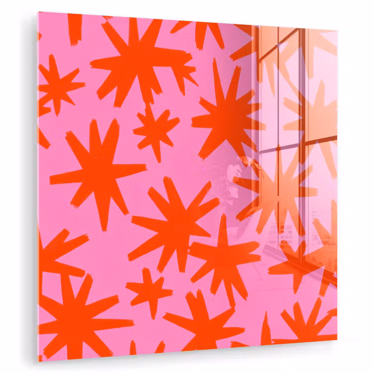 Glas schilderij - Modern - Sterren - Roze — 3