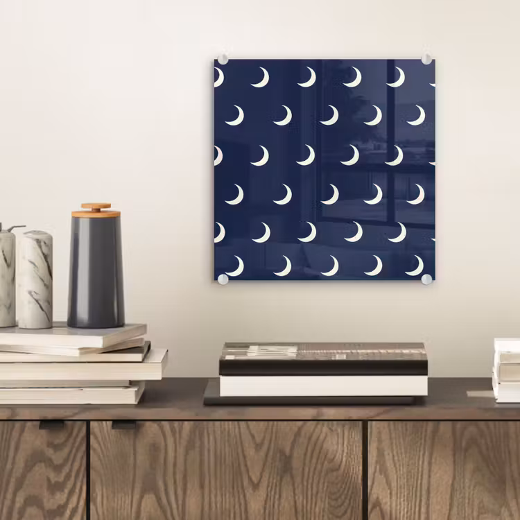 Glas schilderij - Patroon - Manen - Blauw — 2