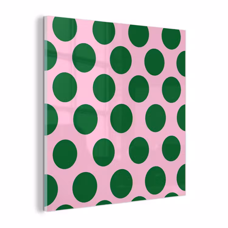 Glas schilderij - Polkadots - Patroon - Groen — 1