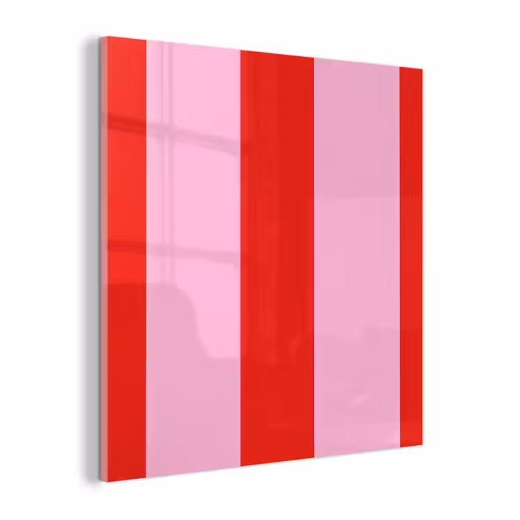 Glas schilderij - Strepen - Klassiek - Roze — 1