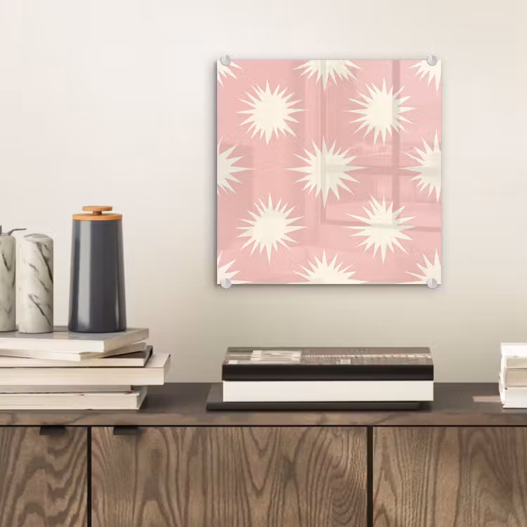 Glas schilderij - Zonnen - Patroon - Roze — 2