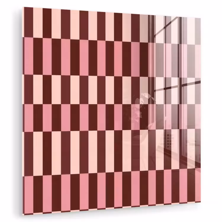 Glas schilderij - Roze - Rood - Blokjes — 3