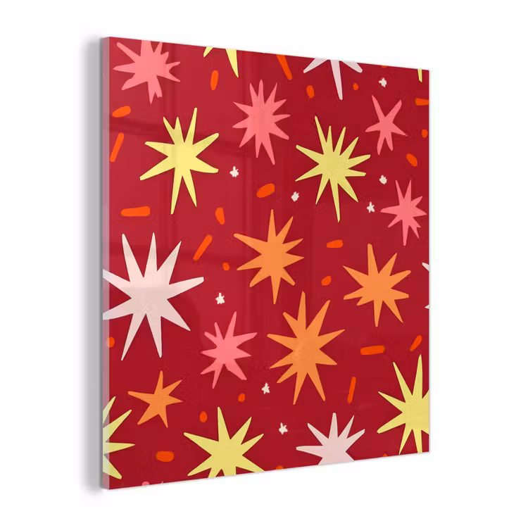Glas schilderij - Sterren - Speels - Rood — 1