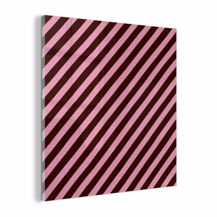 Glas schilderij - Strepen - Roze - Bruin — 1