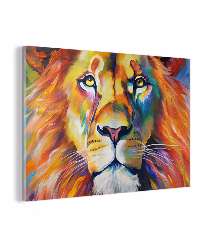 Glas schilderij - Leeuw - Olieverf - Kunst - Dieren