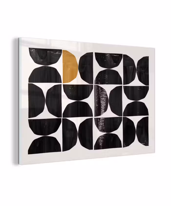 Glas schilderij - Modern - Halve cirkel - Goud - Zwart