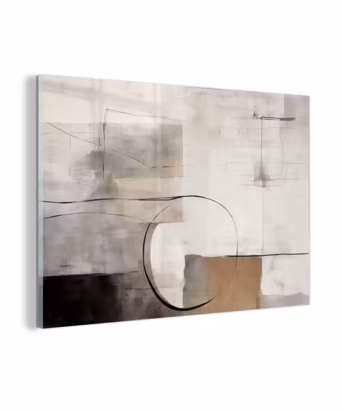 Glas schilderij - Abstracte kunst - Industrieel - Wit - Grijs