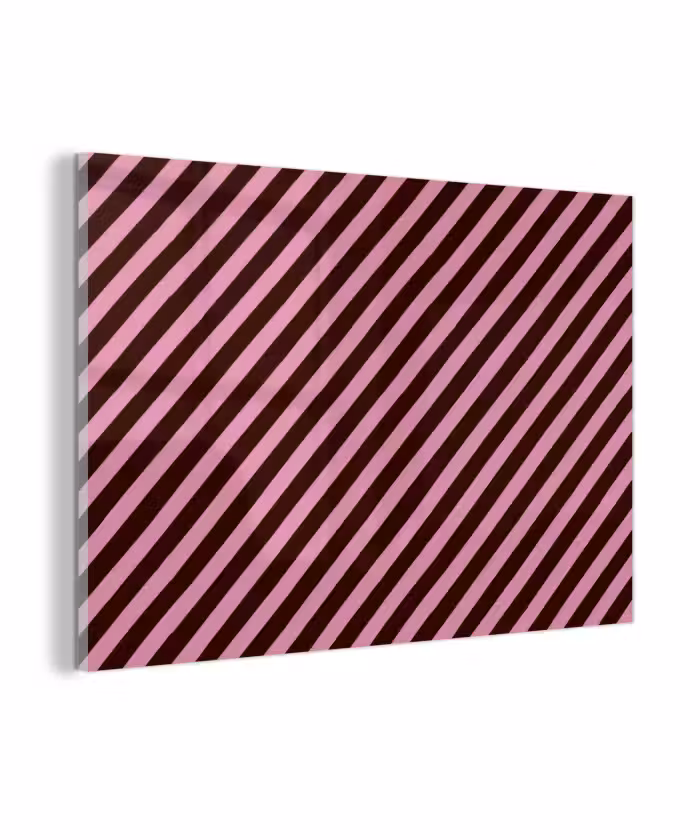Glas schilderij - Strepen - Roze - Bruin