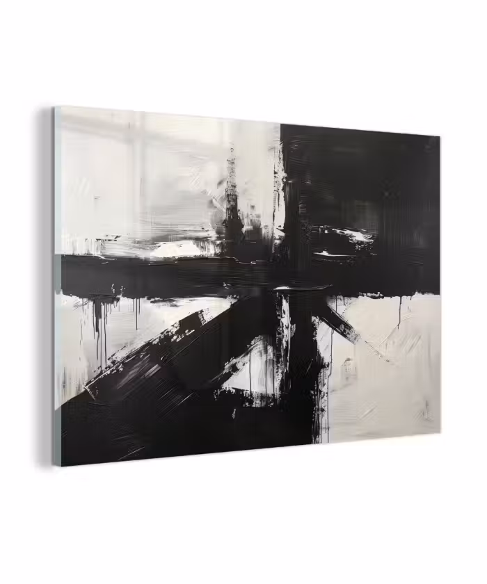 Glas schilderij - Modern - Zwart wit - Abstract - Kunst