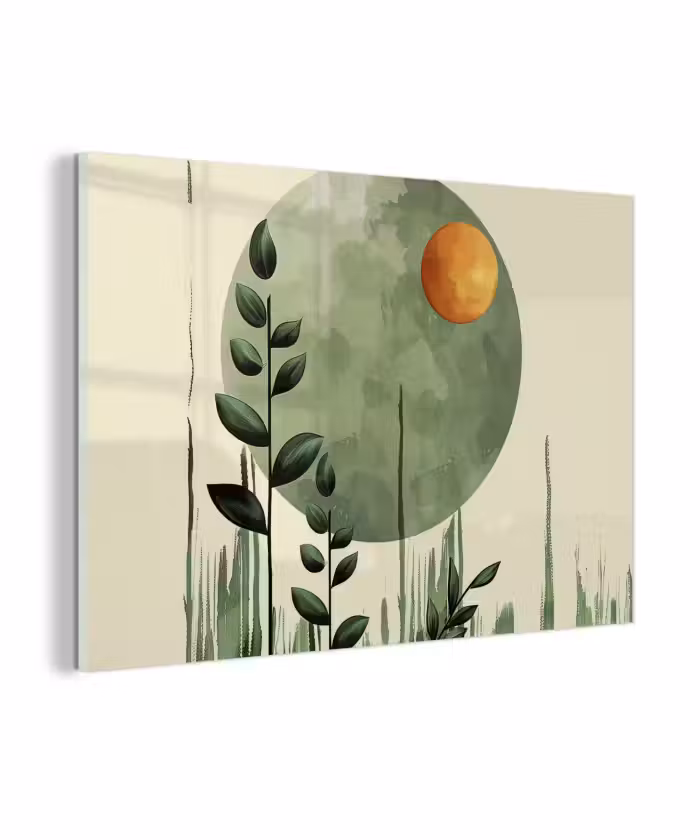 Glas schilderij - Abstract - Natuur - Kunst - Zon - Modern